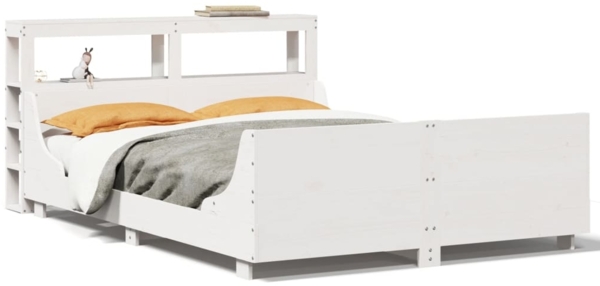 vidaXL Massivholzbett ohne Matratze Weiß 140x190 cm Kiefernholz 3306472