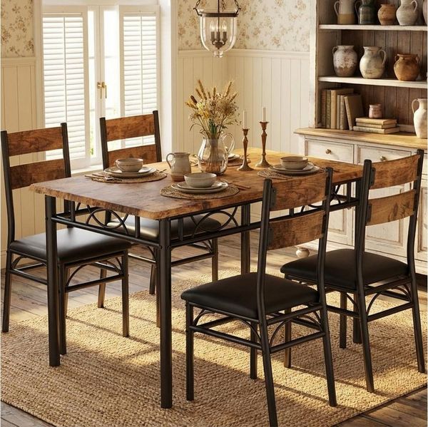 GarveeMore Essgruppe Essgruppe (3-teilig) mit Tisch und Stühlen für zwei Personen, 70 x 70 x 75 cm Stabiles Metallgestell für Küche Wohnung kleine Räume