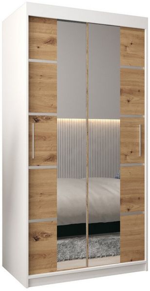 ABIKS MÖBEL Schwebetürenschrank Verona 4 Schlafzimmerschrank, mit Spiegel, Kleiderstange und Regalen