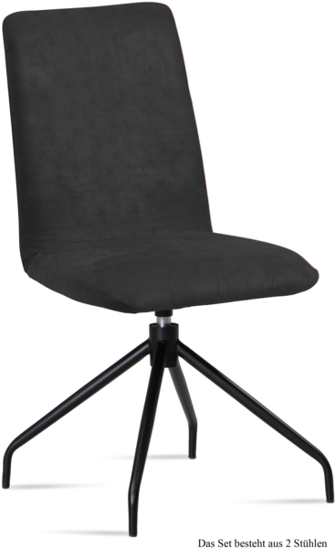 Esszimmerstuhl drehbar (2er-Set) Divona 47 x 92 x 60 Schwarz/Anthrazit