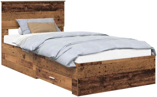 vidaXL Bettrahmen mit Kopfteil Altholz 100x200 cm Holzwerkstoff 3410938