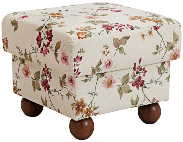 Monarch Hocker Flachgewebe Weiß Buche Nussbaumfarben