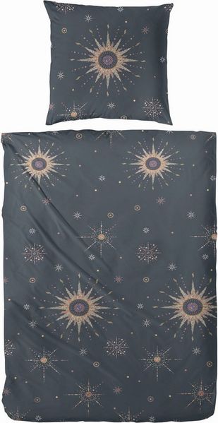 Primera Bettwäsche Mako-Satin Bettwäsche "Ancient Moon", Mako-Satin, 2 teilig, Mit modernen Mondsymbolen