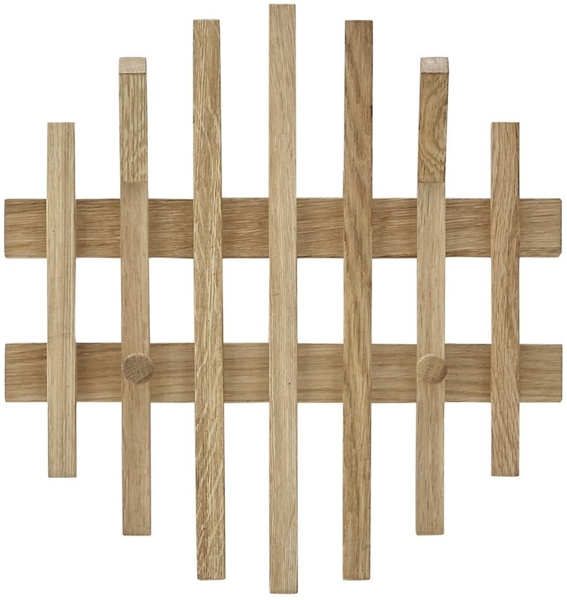 Robas Lund, Wandgarderobe/-paneel BANTRY, Eiche massiv, Natur geölt, 2 große Haken, 2 Haken, runde Optik, B/H/T: 38/40/11 cm Bild 4
