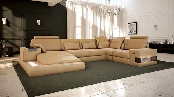 JVmoebel Wohnlandschaft Couch Bellini XXL - Ledersofa mit modernem Design und Komfort, Made in Europa