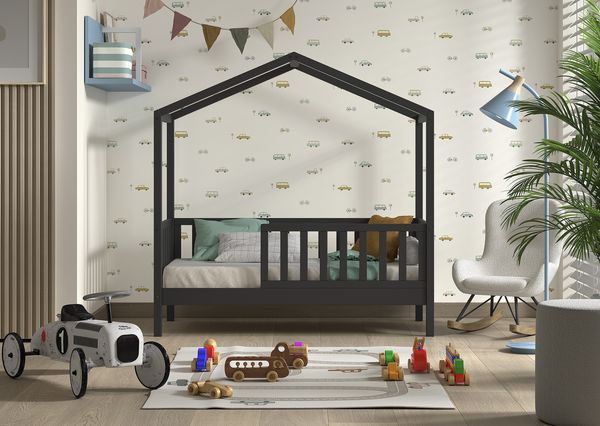 Vipack 'Dallas' Juniorbett, Kiefernholz schwarz, 148 x 75,8 x 150,6 cm