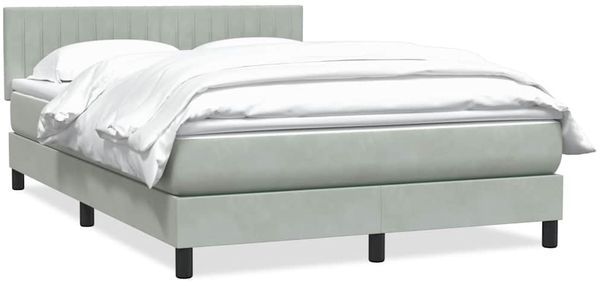 vidaXL Boxspringbett mit Matratze Hellgrau 160x220 cm Samt 3316455