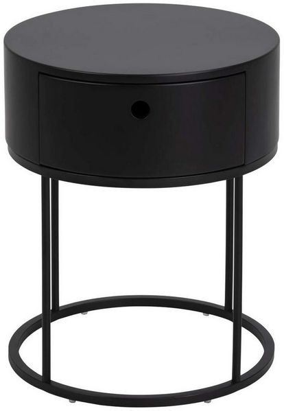 ACTONA GROUP Nachttisch Polo Nachttisch Ø40cm1 Schublade schwarz.