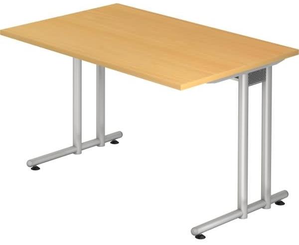 Schreibtisch NS12 C-Fuß 120x80cm Buche Gestellfarbe: Silber