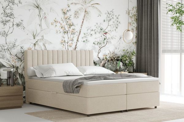 PANDA MÖBEL GmbH Boxbett Komfortables Boxbett EVEREST mit Bettkasten und Topper, 140x200, 160x200, 180x200, Boxbett mit Bettkasten und Topper