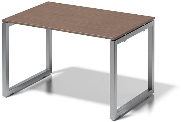 Cito Schreibtisch, 740 mm höhenfixes O-Gestell, H 19 x B 1200 x T 800 mm, Dekor nußbaum, Gestell silber