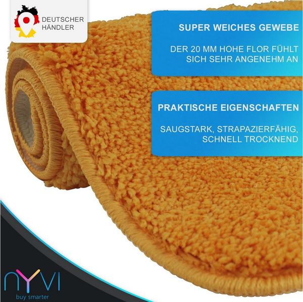 NYVI Badematte WC Vorleger mit Ausschnitt NYVISpa Lasalle Orange Toiletten Teppich, Höhe 20 mm, Polyester, Rutschfest, Saugstark, Schnell Trocknend, Fußbodenheizung geeignet