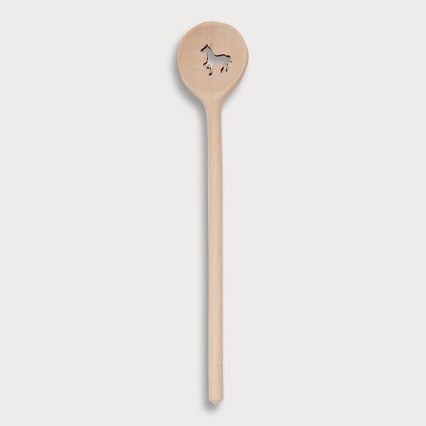 Kochlöffel, rund, mit Motiv Pferd, aus Holz 30 cm