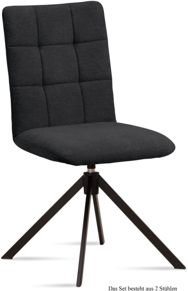 Esszimmerstuhl drehbar (2er-Set) Debora 47x91x60 Schwarz/Anthrazit