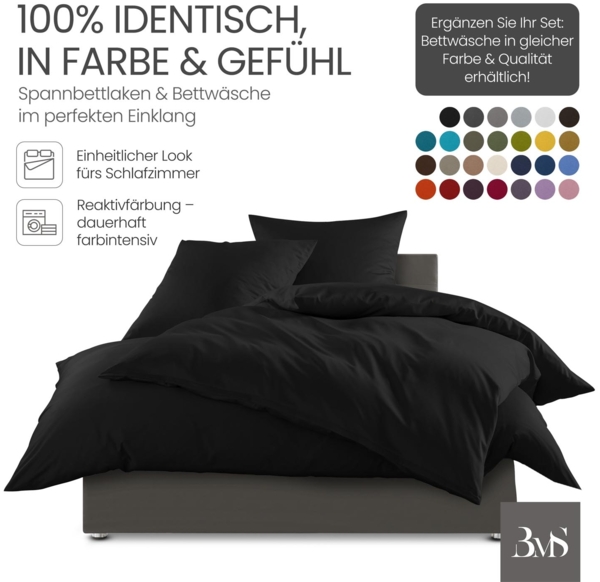 Bettwaesche-mit-Stil Mako-Satin Spannbettlaken schwarz 120x200cm Höhe 31-40cm Bild 2