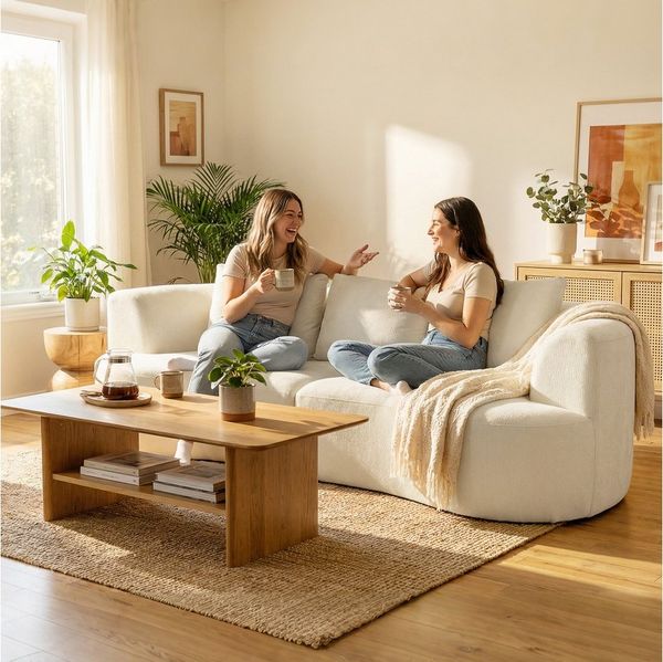 HOMCOM Sofa 260cm Couch im Wolken-Design, Gepolstert Loungesofa 1 Teile, Kompressionssofa, moderne Optik, inklusive Kissen