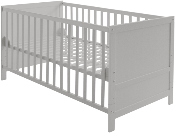 roba Gitterbettt 70 x 140 - 3-fach höhenverstellbar - 3 Schlupfsprossen - Babybett umbaubar - Holz taupe