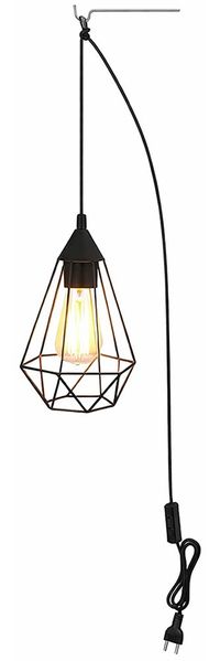 LED Pendelleuchte, Metallgeflecht schwarz, L 200 cm