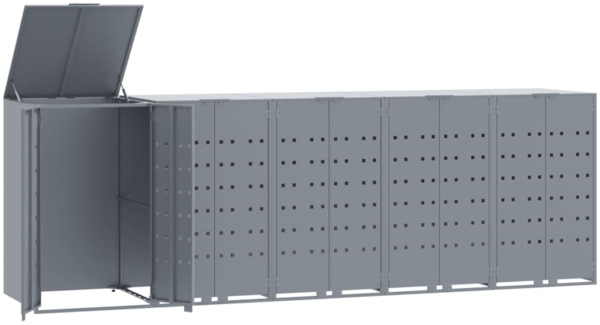 vidaXL Mülltonnenbox für 5 Tonnen Grau 345x79x117 cm Stahl 3279990