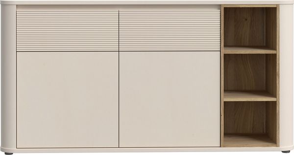 Sideboard >BREATHTAKER< 2 Türen, 2 Schübe, Eiche Dekor / sandfarben - 160x83,1x41,3cm (BxHxT)