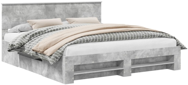 vidaXL Bettrahmen mit Kopfteil Beton Grau 200 x 200 cm Holzwerkstoff 3408728