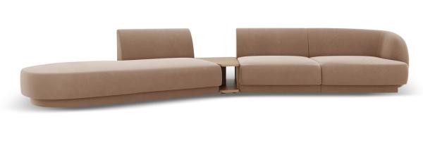 Micadoni Modulares Sofa Miley 4-Sitzer mit 1 Armlehne Links Samtstoff Bluvel Cappuccino