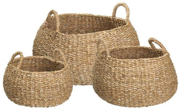 Koopman Aufbewahrungskorb GRAS, Ø 33 x H 27 cm, Braun, Seegras, (1 St), mit Griffen