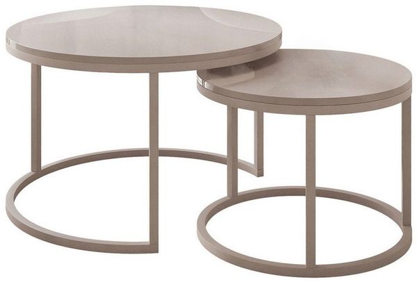 yourhouse24 Couchtisch Runder Inez 2in1, 50 & 70 cm, Kaschmir & Hochglanz (Set 2 in 1), Couchtisch mit hochglänzender Tischplatte