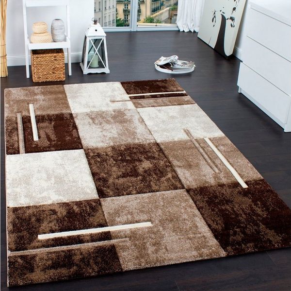 Paco Home Teppich Diamond 663, rechteckig, Höhe: 18 mm, Kurzflor, Karo Muster, 3D-Design, ideal im Wohnzimmer & Schlafzimmer