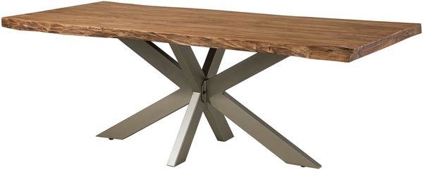 Baumtisch Sheesham 240x100x77 natur gebeizt / Kreuzgestell silber matt FREEFORM 5