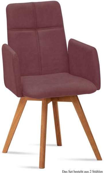 Armlehnstuhl (2er-Set) Dinah 52 x 92 x 60 Eiche geölt/Marsala