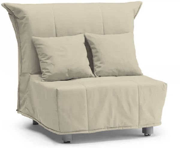 Dmora Sessel Andreou, Einzelsofa, Wohnzimmersessel mit Trolley-Öffnung aus gepolstertem Stoff, Kissen inklusive, 100 % Made in Italy, 85 x 90 x 85 cm, Beige