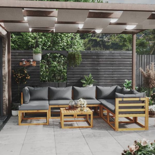 vidaXL 8-tlg. Garten-Lounge-Set mit Auflagen Massivholz Akazie 3057615