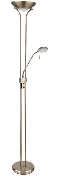 LED Stehleuchte, Glas, messingfarben, dimmbar, H 180 cm