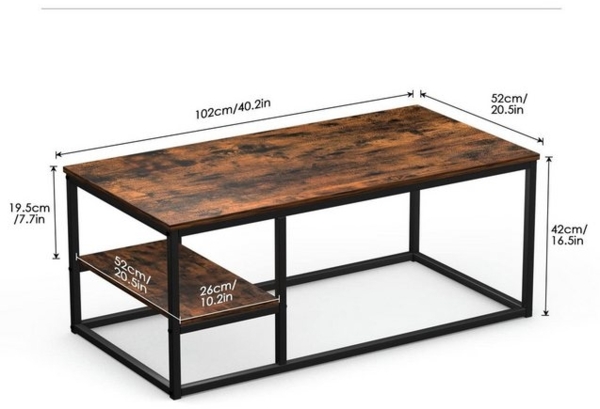 VOWNER Couchtisch Wohnzimmer Tisch, Stahlrahmen (1er-Set), Antike Farbe Bild 4