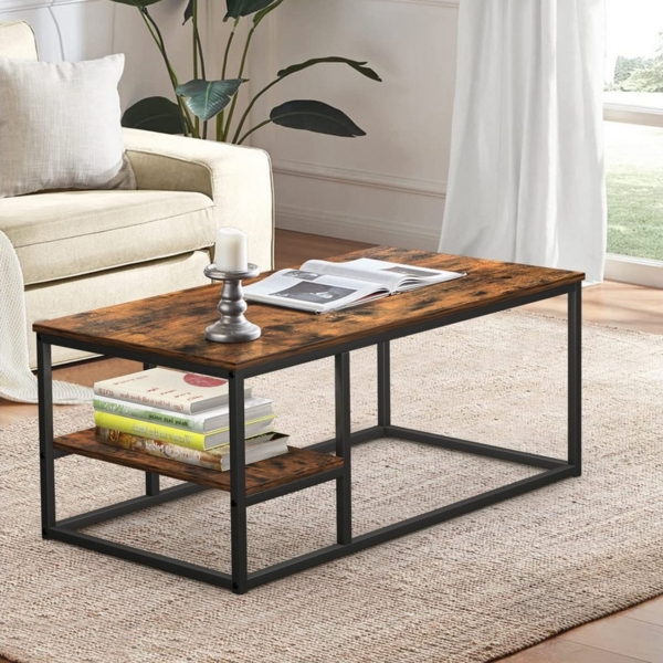 VOWNER Couchtisch Wohnzimmer Tisch, Stahlrahmen (1er-Set), Antike Farbe Bild 2