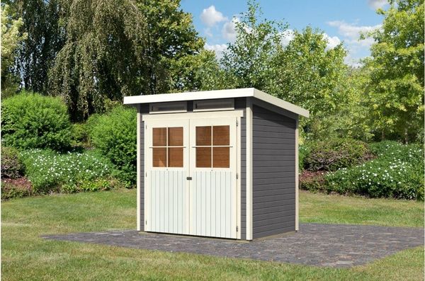 Karibu Gartenhaus 19mm Glücksburg 2 Gerätehaus 203x156 cm terragrau