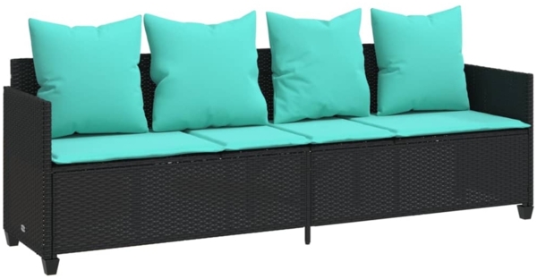 vidaXL Sonnenliege mit Kissen Schwarz Poly Rattan 368352