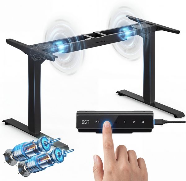 STEELSØN 'Altara' elektrisch höhenverstellbares Schreibtischgestell, Dual-Motor, schwarz, Tischbeine mit LED-Höhenanzeige und 3 Speicherhöhen, belastbar bis 160 kg, kompatibel mit gängigen Schreibtischplatten