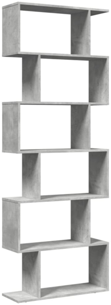 vidaXL Raumteiler-Bücherregal 6 Etagen Betongrau 70x24x193 cm 858087