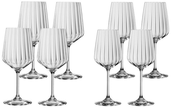 SPIEGELAU Weinglas Spiegelau Lifestyle 4x Rotwein + 4x Weißwein Gläser, Kristallglas