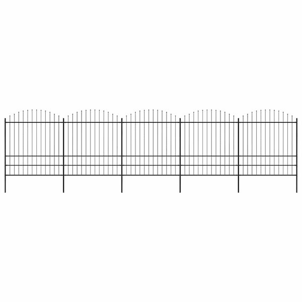 vidaXL Gartenzaun mit Speerspitze Stahl 892,5 x 200 cm Schwarz 277752