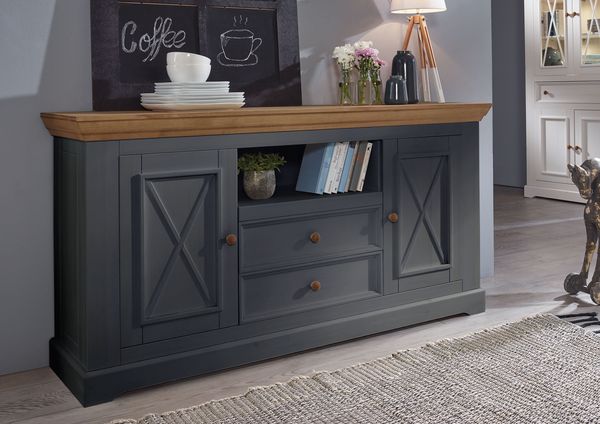 Sideboard >WZ-0133< (BxHxT: 169x88x42 cm) in grau - 169x88x42 (BxHxT)