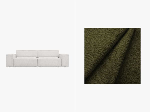 Micadoni 3-Sitzer Sofa Jodie Boucle Baloo Dunkel-Olivgrün