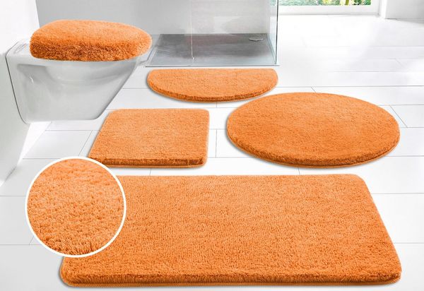 OTTO home Badematte Merida, Badvorleger, Badezimmer Teppich, Höhe 32 mm, rutschhemmend beschichtet, schnell trocknend, strapazierfähig, fußbodenheizungsgeeignet, Kunstfaser, 2-tlg. Hänge-WC Set, Badteppich, Uni Farben, rechteckig, rund & als 2-tlg. Set...