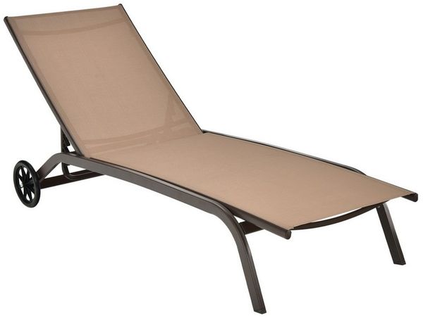 COSTWAY Gartenliege Sonnenliege, mit Rollen, 6-fach verstellbar