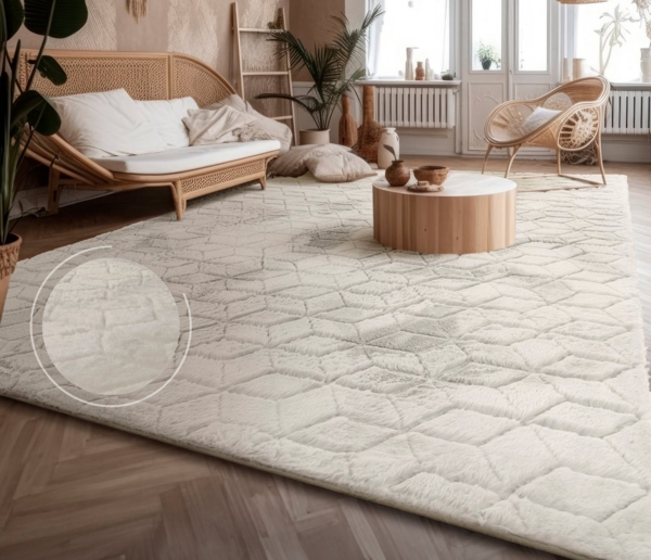 Paco Home Hochflor-Teppich Arnheim 745, rechteckig, Höhe: 26 mm, Uni Farben, modernes geometrisches Design, besonders weich