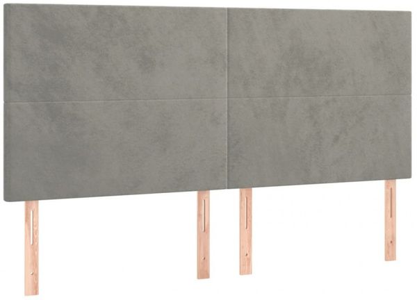 vidaXL Boxspringbett mit Matratze Hellgrau 160x200 cm Samt 3132567 Bild 6