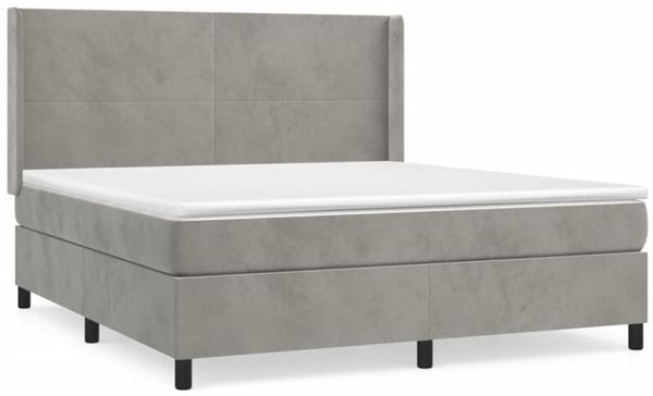 vidaXL Boxspringbett mit Matratze Hellgrau 160x200 cm Samt 3132567 Bild 2