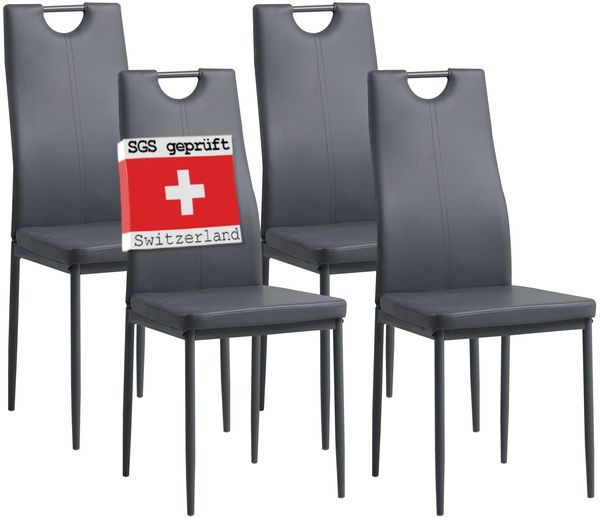 Albatros Esszimmerstühle SALERNO 4er Set, Grau - Edles Italienisches Design, Polsterstuhl Kunstleder-Bezug, Modern und Stilvoll am Esstisch - Küchenstuhl, Stuhl Esszimmer hohe Belastbarkeit